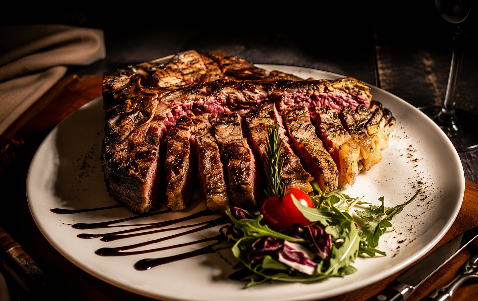 La tagliata al sangue con l'insalatina